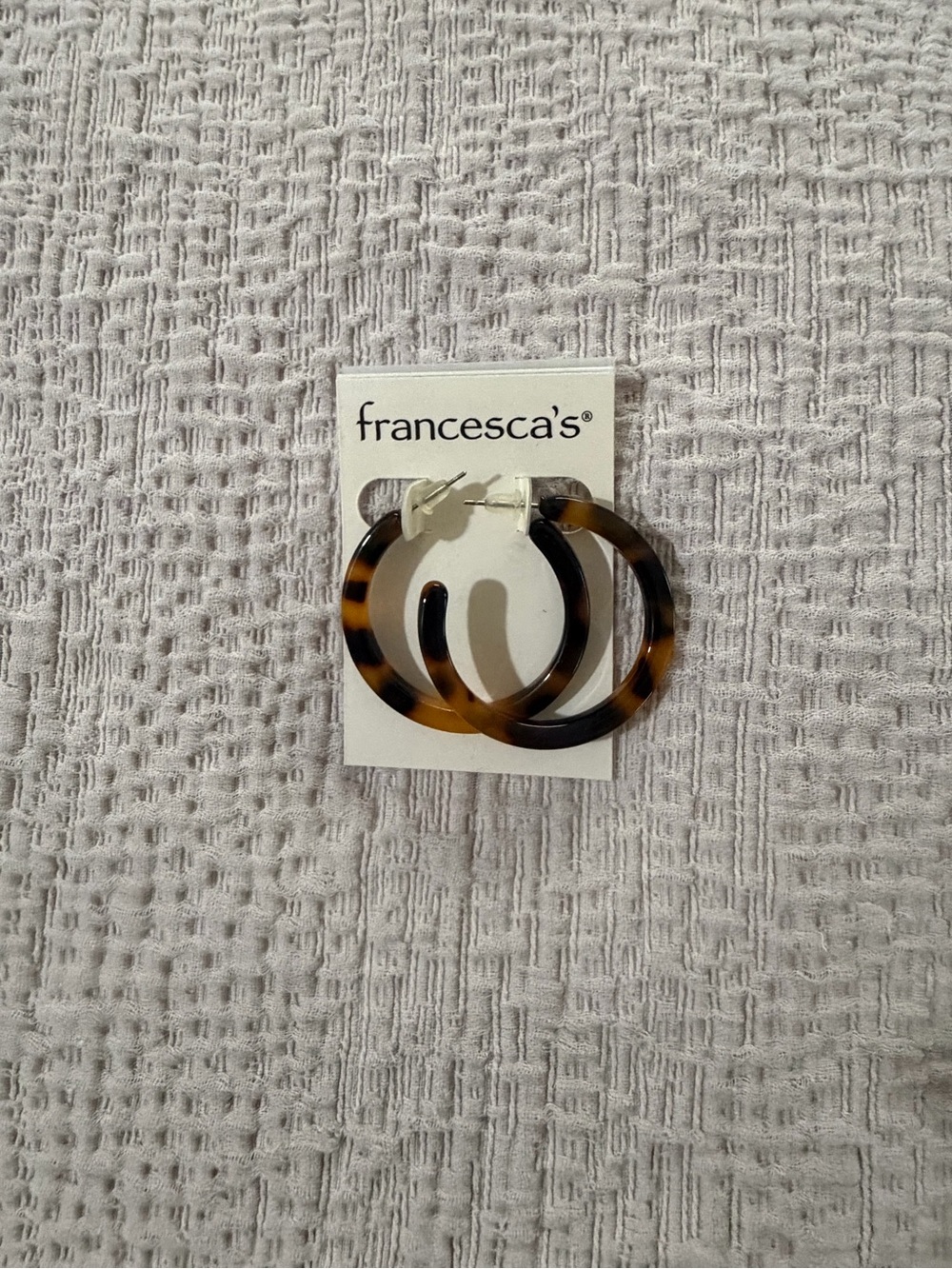 Francesca's Collections Tortoiseshell Hoop Earrings - Brown and Black